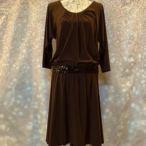 Eliza J drop waist brown dress